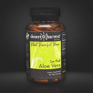 Bottle of Super-Strength Aloe Vera Dietary Supplement 180 Vegi-Capsules